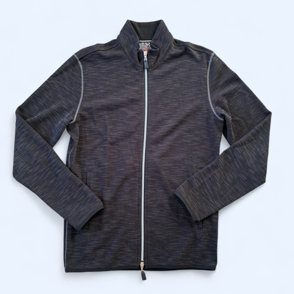 Robert Graham gray waffle knit zip up jacket Lightweight athleisure golfwear
